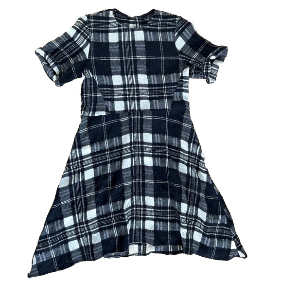 ZARA Dress Plaid Black and White Wool Blend burnout Size XS - Picture 1 of 9